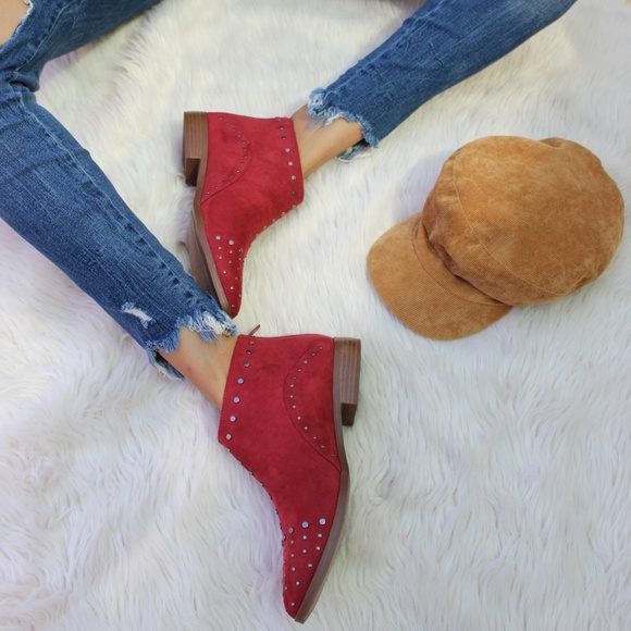 🚨LAST PAIR//The Brandy//Brick Red studded booties - Picture 7 of 8